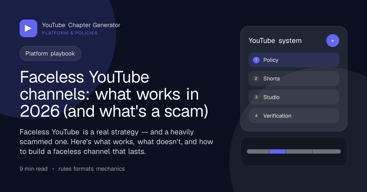 Faceless YouTube channels: what works in 2026 (and what's a scam) main image