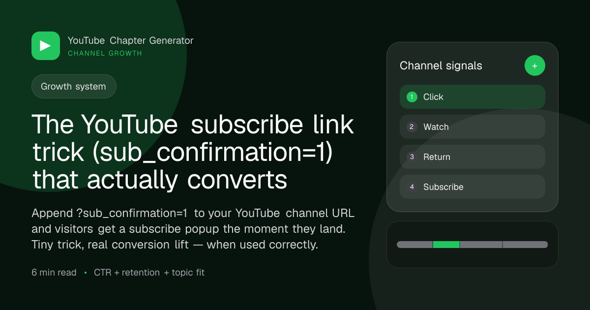 The YouTube subscribe link trick (sub_confirmation=1) that actually converts main image